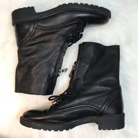 Zara Shoes - Zara Woman Black Leather Zip Boots Sz 9 Euro 39